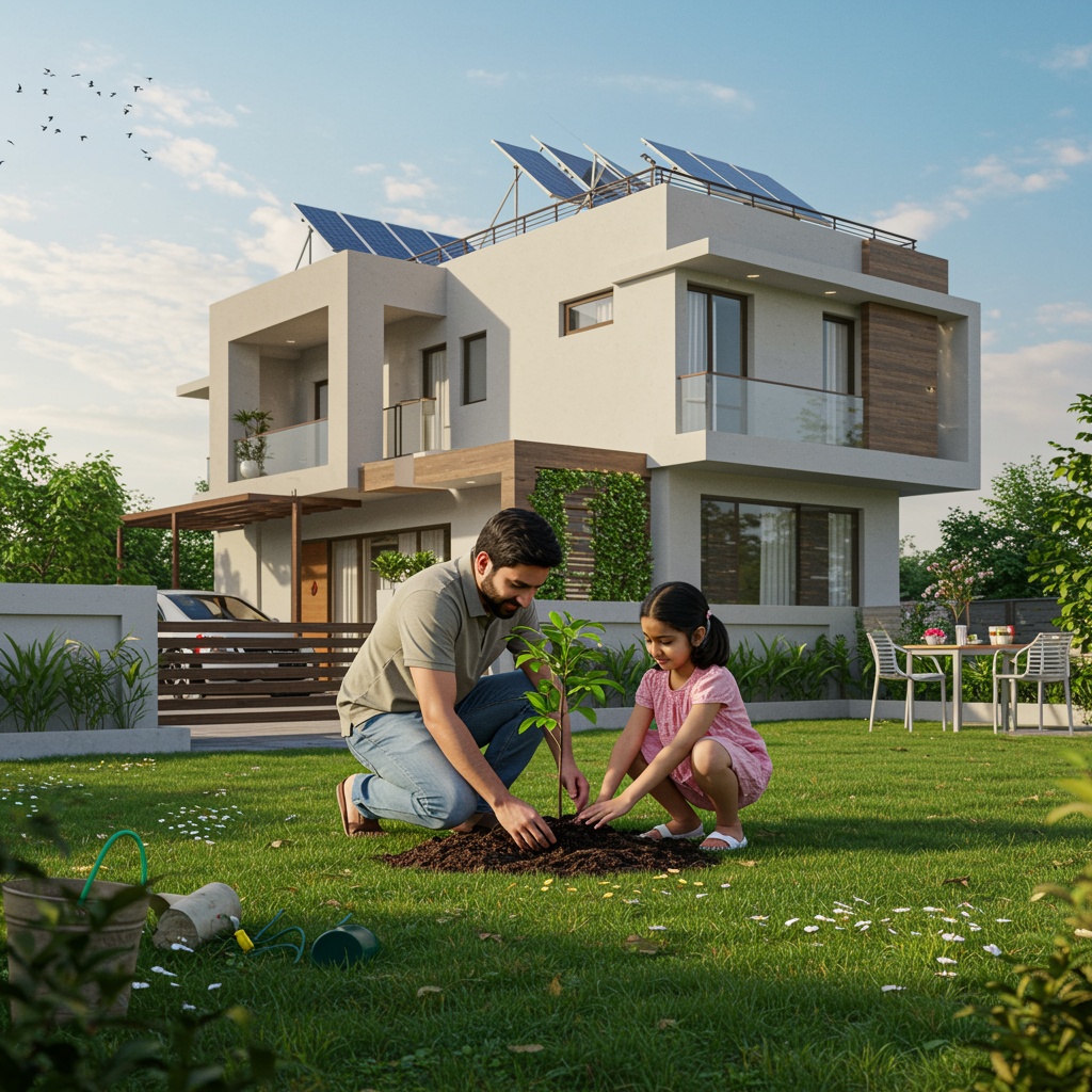 an,indian,father,and,his,young,daughter,planting,a,sapling